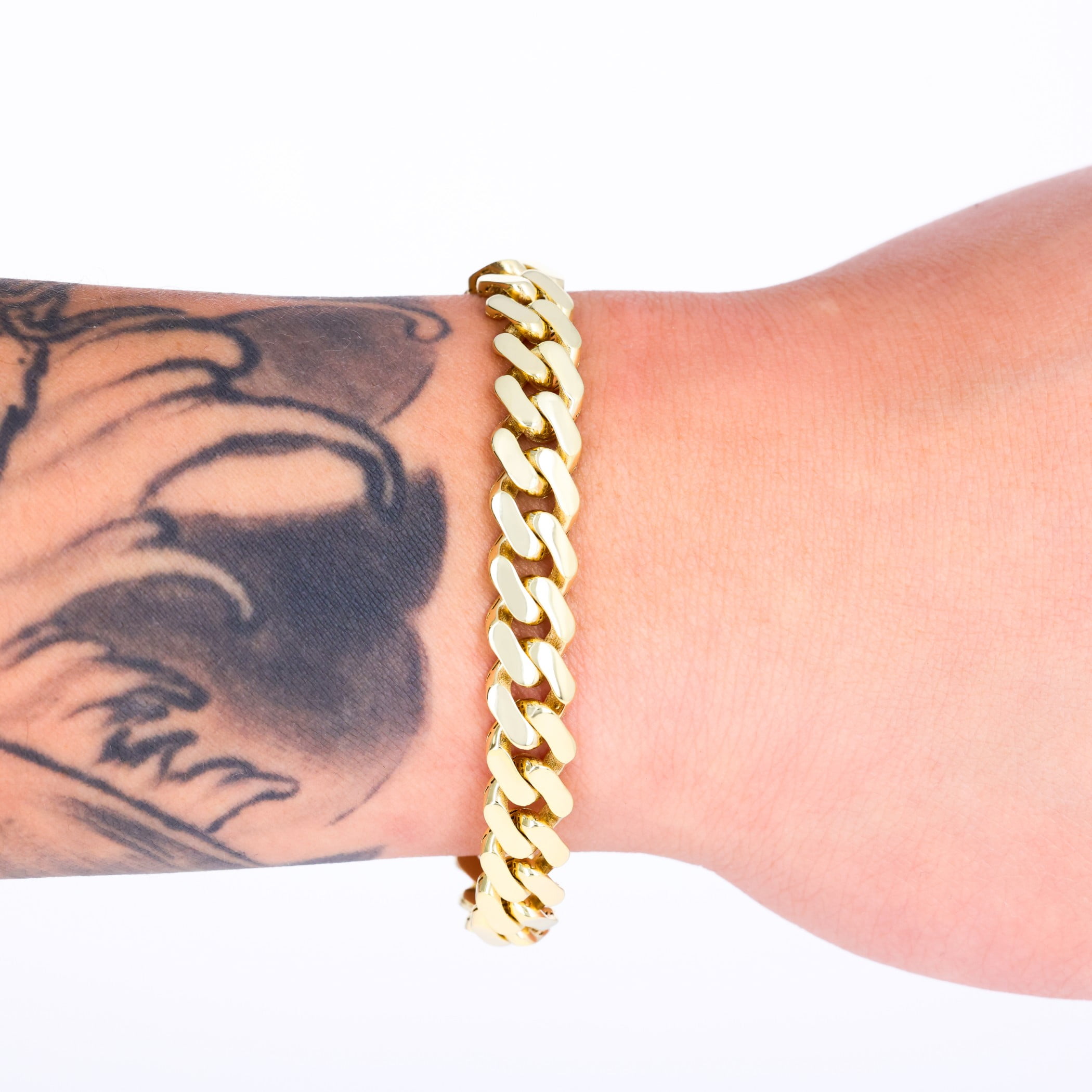 Nuragold 10k Real Yellow Gold Royal Monaco 9mm Miami Cuban Link Bracelet (6"-9") Italian Jewelry for Men & Women