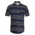 thumbnail image 1 of Camisas geométricas de playa de manga corta con botones y bloques de colores de verano para hombre Azul XL, 1 of 6