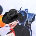 thumbnail image 1 of Sombrero de fiesta de vaquero Gorros holográficos iluminados para rave Accesorios de disfraces Sombreros divertidos Sombrero de espacial Sombr Negro, 1 of 8