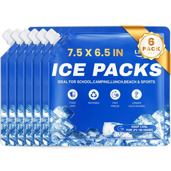 Paquetes de Hielo LINSIRON Cooler 6Pcs 2025 Mejorados Congelador 48h