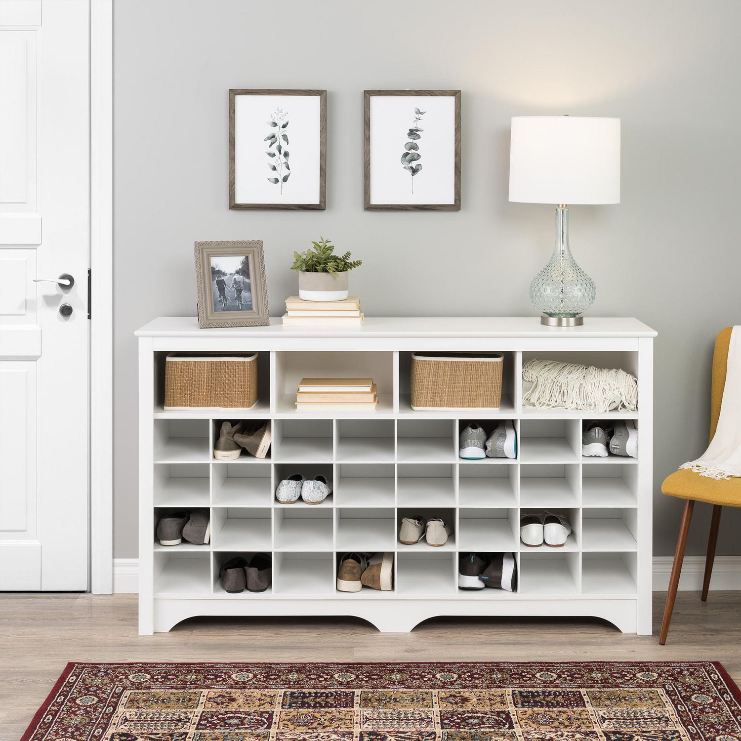 Prepac 60 in W x 35 in H x 15.5 in D Shoe Cubby Console