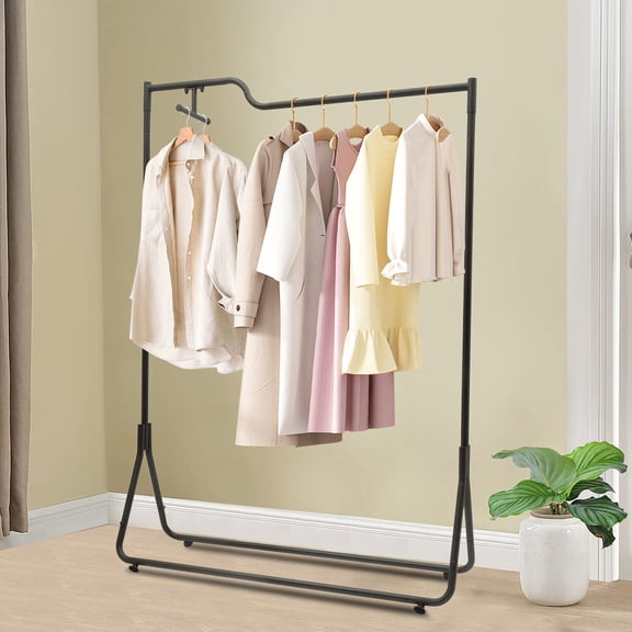 Miumaeov Industrial Pipe Clothes Rack Modern Metal Freestanding Garment Rack Clothes Display Holder for Home Bedroom Dorm Retail 47.2x67 inches Black