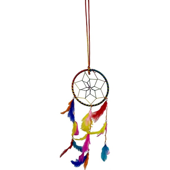 Rastogi Handicrafts Dream Catchers Wall Decor, Handmade Feather Bedroom Decor Nursery Room Hanging Decoration Home Car (Multicolor 4" Ring)