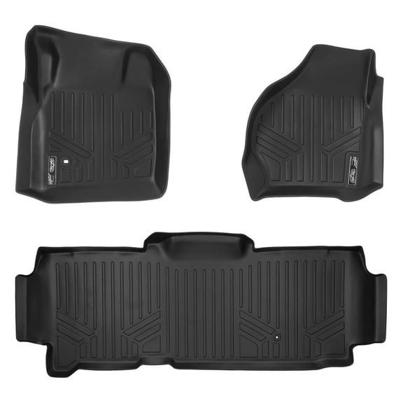 Smartliner Custom Fit Floor Mats Liner Black Set for 1999-2007 Ford Super Duty
