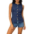 thumbnail image 2 of Vmvidoty Denim Vest Cropped Waistcoat Vest Top,Women Sleeveless Jean Vests,Country Concert Tops Blue S, 2 of 7