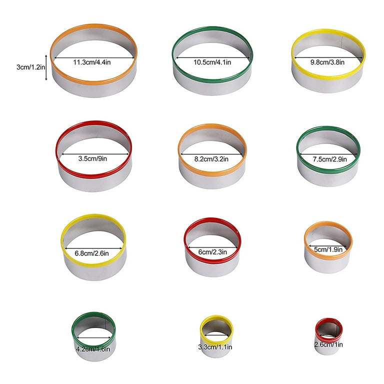 1 pcs Round Cookie Biscuit Cutter Set,12 PCS Stainless Steel Cookie Cutter  Set, Pastry Cutters in Graduated Sizes for Donut and Scone, Circle Cutter  Cake Ring Molds 