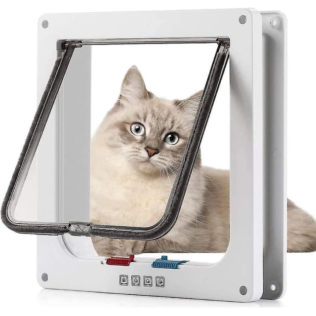 XL Magnetic Cat Flap - White, Pet Door for Cats and Small Dogs with Tunnel