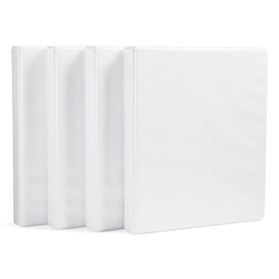 3-Ring Binder, 1-Inch - White, 4-Pack