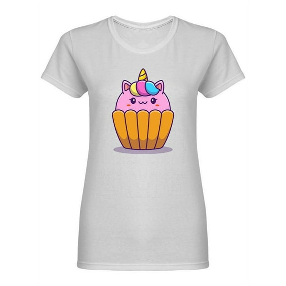 Cute Unicorn Cup Cake Shaped T-Shirt Women -Image by Shutterstock, Female Small