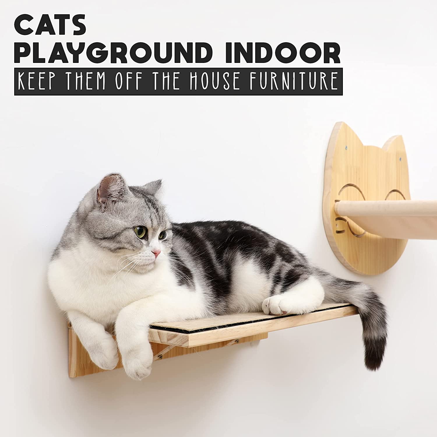 BCOH Cat Hammock Shelf Wall Mounted 3 Climbing Shelves Wall-Mounted Cat Bed & Furniture