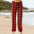 thumbnail image 2 of Bovemsi Casual Pants for Women Autumn Winter Plaid Printed Full Length Long Trousers Sports Beach Trousers with Pockets, 2 of 4