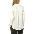 thumbnail image 4 of INSPIRE CHIC Women's Elegant Shirts V Neck Point Collar Long Sleeve Smooth Satin Blouse XS White, 4 of 7