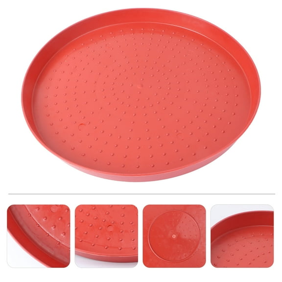 ibasenice 2Pcs Feeding Plates for Poultry Durable Red Plastic Feeding Equipment for Geese