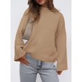 thumbnail image 6 of Women'S Long Sleeve Ribbed Knit Loose Pullover Sweater Tops Fuzzy Knit Casual Chunky Fall Outfits Clothes Khaki S, 6 of 9