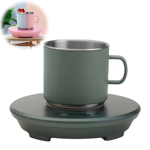 2-in-1 USB Cup Warmer & Cooler, Coaster with 8°C Cooling / 55°C Heating, Touch Control, Desktop Companion for Office, Dorm, Home (Dark Green)