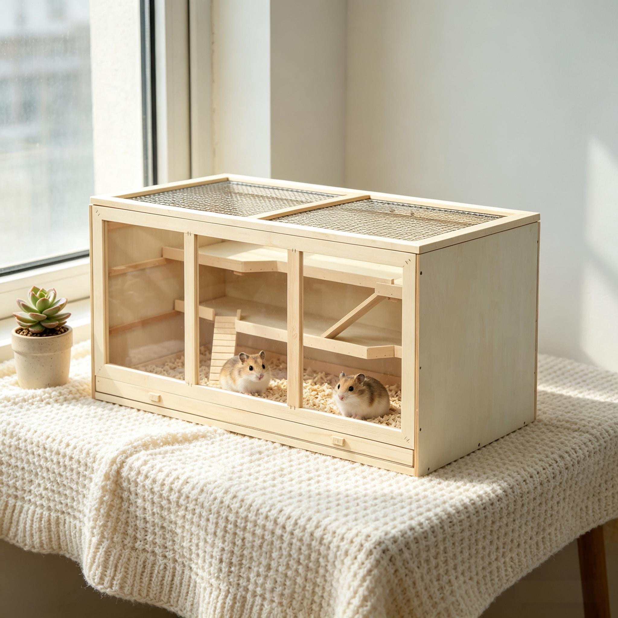 Small Animal Habitat, Rat Cage Wooden Hamster Cage Gerbil Cage