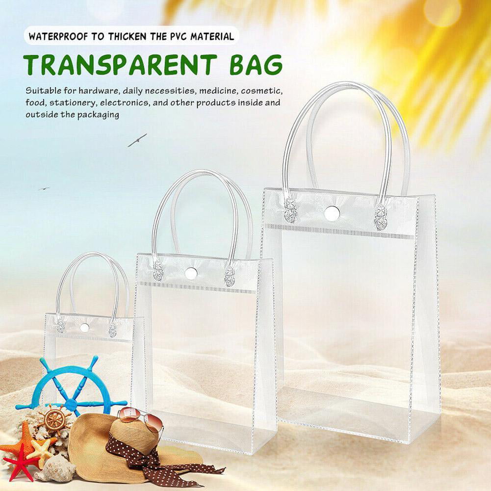 250pcs PVC Tote Shopping Bag Shoulder Transparent PVC Clear Duffle