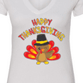 thumbnail image 4 of Inktastic Happy Thanksgiving Cute Turkey in Pilgrim Hat Women's V-Neck T-Shirt, 4 of 5