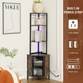 thumbnail image 6 of VECELO Corner Shelf with Power Outlets and LED Lights, 6-Tier Corner Bar Cabinet with Glass Holder, 63" Tall Corner Stand Display Storage Rack, Corner Bookshelf Bookcase, Brown, 6 of 10
