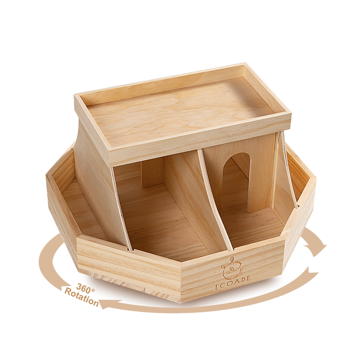 Wooden Diaper Caddy Organizer - 360 Degrees Rotating Caddy with Removable Dividers, Nursery Diaper Organizer