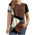 thumbnail image 2 of Erwazi Summer Short Sleeve T Shirts for Women Casual Tunic Tops Color Block Shirt Loose Crew Neck Tops, 2 of 6