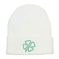 thumbnail image 5 of Four Leaf Irish Clover Embroidered Long Beanie - White OSFM, 5 of 5