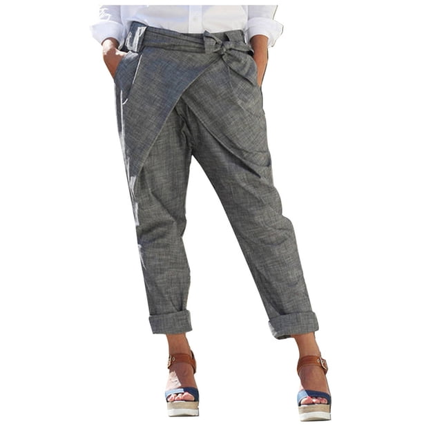 CEHVOM Pantalon Long Ample avec Poches pour Femmes