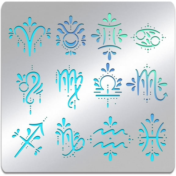 1pc Signs Themed Metal Stencil Stainless Steel Drawing Stencil Template for Wood Burning Wall Painting Crafts and Decorations 6x6"