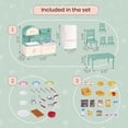 thumbnail image 3 of OLEOCA Family Deluxe Dollhouse Dining Set — Stove & Sink Unit, Fridge With Opening Doors, Table & Chairs, Dishes & Play Food — Dollhouse Furniture & Accessories for Ages 3+, 3 of 7