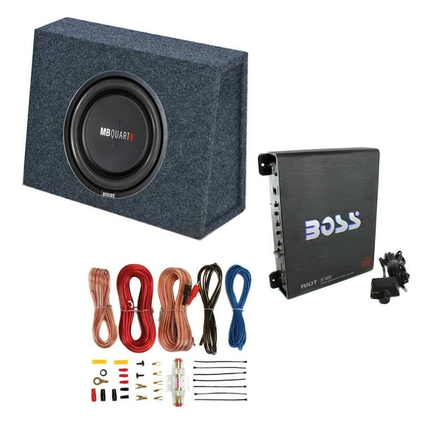 MB Quart 400 Watt 10 Inch Subwoofer + Slim Sub Box Enclosure + Car Amp
