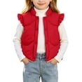 thumbnail image 2 of Mifsaly Toddler Girls Puffer Vest Sweet Ruffle Shoulder Sleeveless Warm Winter Coat Button Down Fall Winter Outerwear, 2 of 8