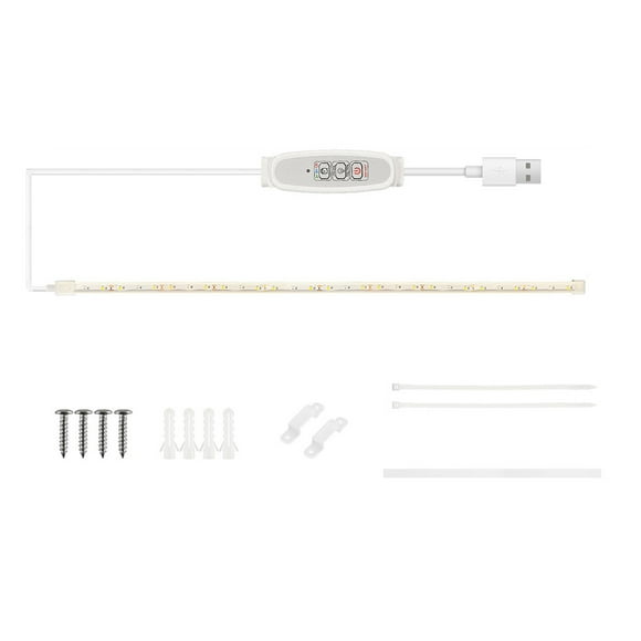 Graflsoa Smart LED Plant Growth Light with Red Warm Spectrum, 24-Hour Timer (3H/9H/12H), 4-Level Brightness Adjustment, USB-Powered, 50cm Strip, Easy Installation with Adhesive/Screws/Ties
