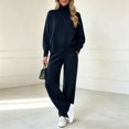 thumbnail image 5 of Atkumj Knit Sets Two Piece Women Stylish Ribbed Mock Neck Long Sleeve and Wide Leg Pants Suits 2 Piece Set Casual Loose Solid Color Two Piece Sets for Women Fall M, 5 of 8