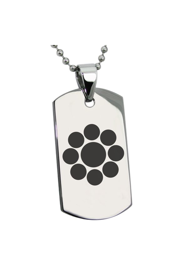 Stainless Steel Chiba Samurai Crest Engraved Dog Tag Pendant Necklace