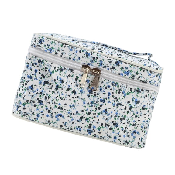 Vocoste 1 Pc Women Flower Square Travel Cosmetic Bag for Gym Business Travel Blue Polyester