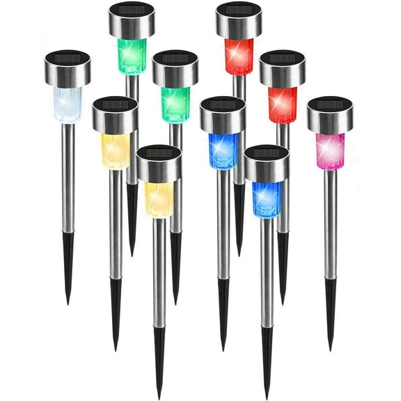 10 Pcs Solar Garden Lights Tube Shaped Led Outdoor Lights Solar Panel for Pathway Patio Yard