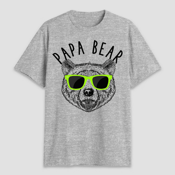 Men's Papa Bear Short Sleeve T-Shirt - Heathered Gray, XXL