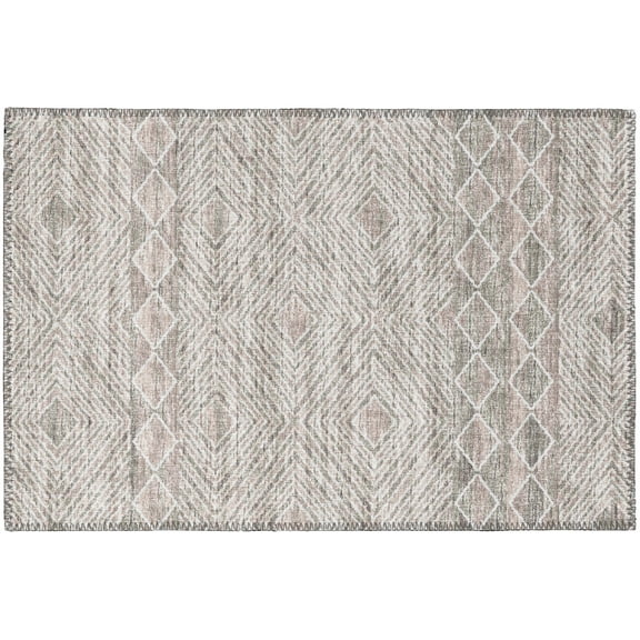 Addison Rugs Indoor/ Outdoor Addison Yuma Geometric Southwest Washable Rug 1'8" x 2'6" - Taupe