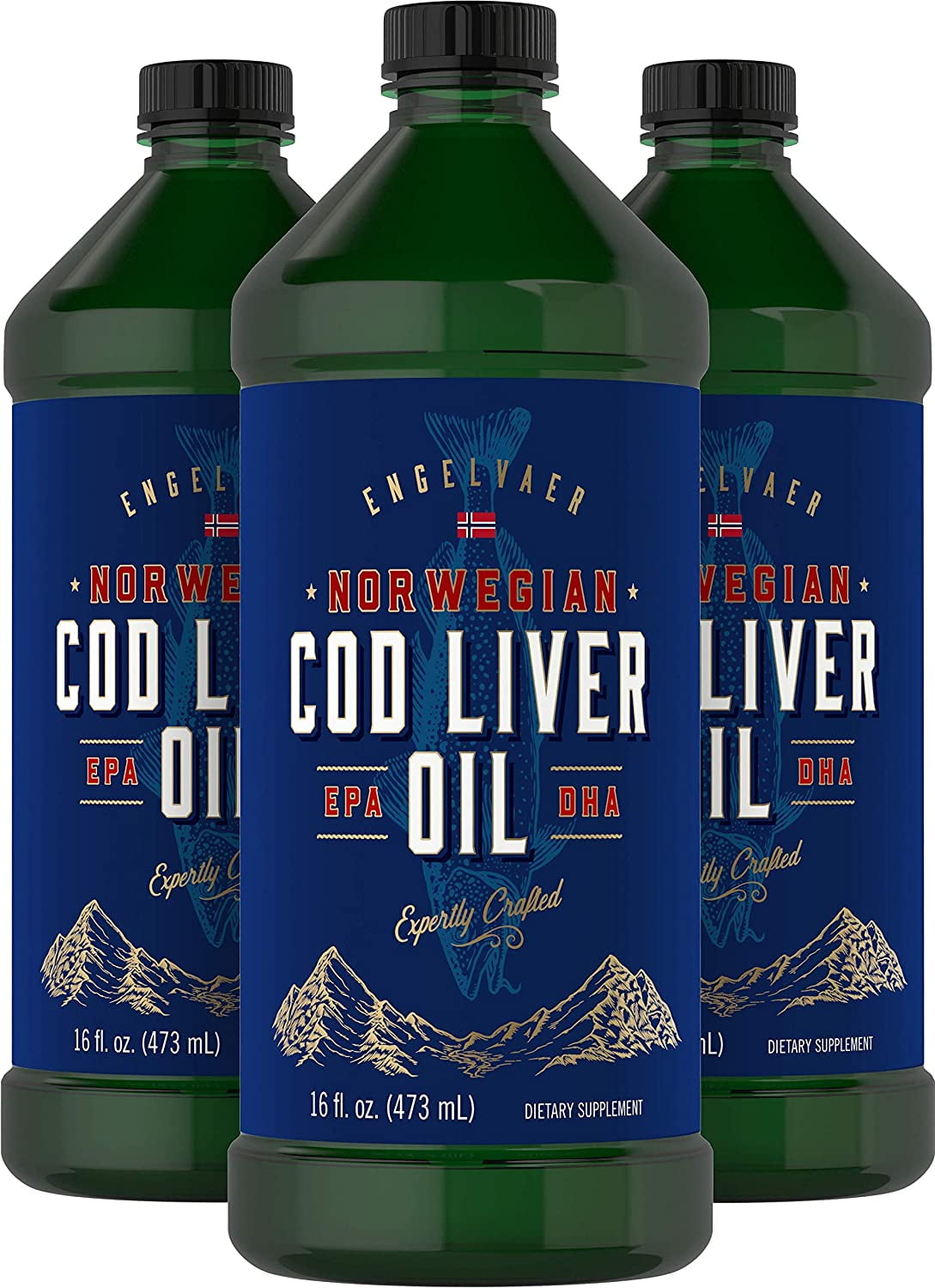 Cod Liver Oil Norwegian 48 fl oz (16 fl oz x 3 Bottles) by Carlyle