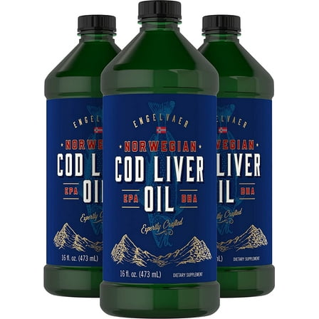 Cod Liver Oil Norwegian 48 fl oz (16 fl oz x 3 Bottles) | by Carlyle