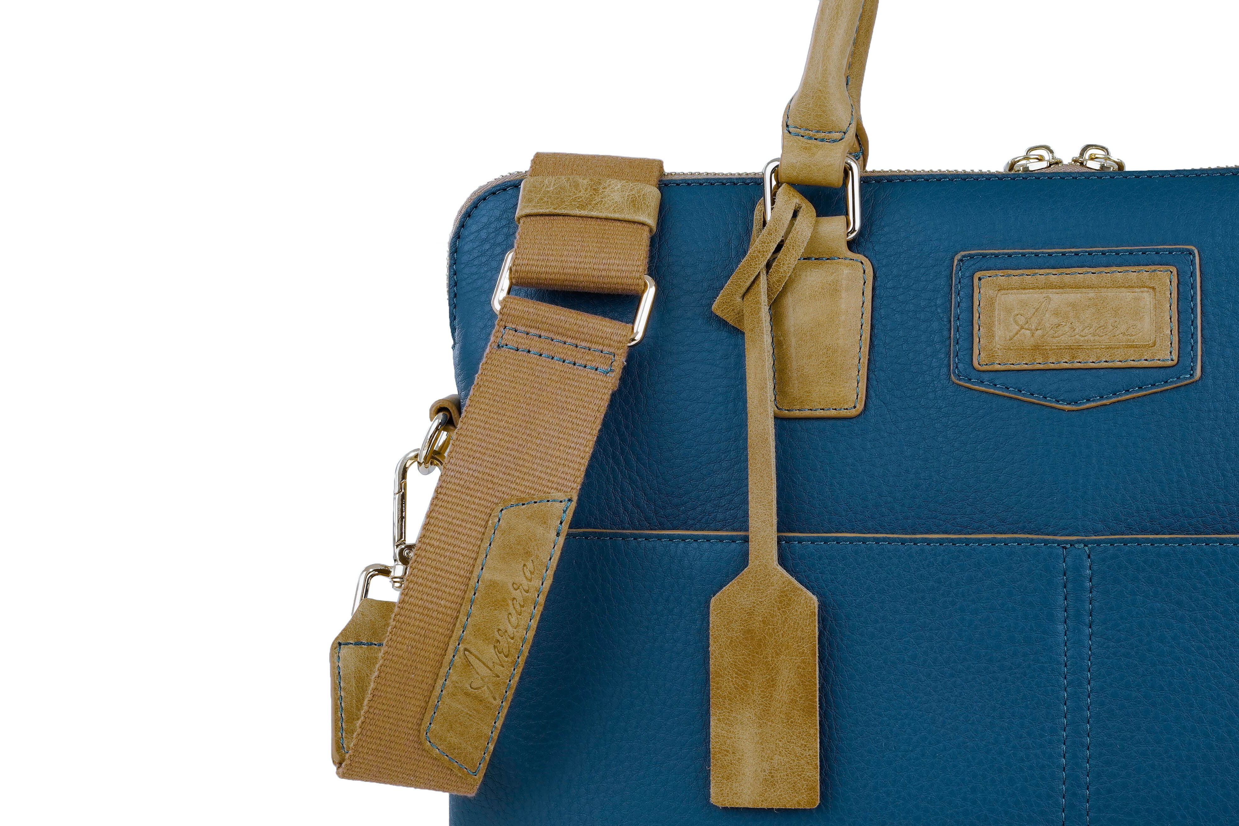 Duck Blue  Saddle Signature Leather Laptop Briefcase — Limited Edition 15"
