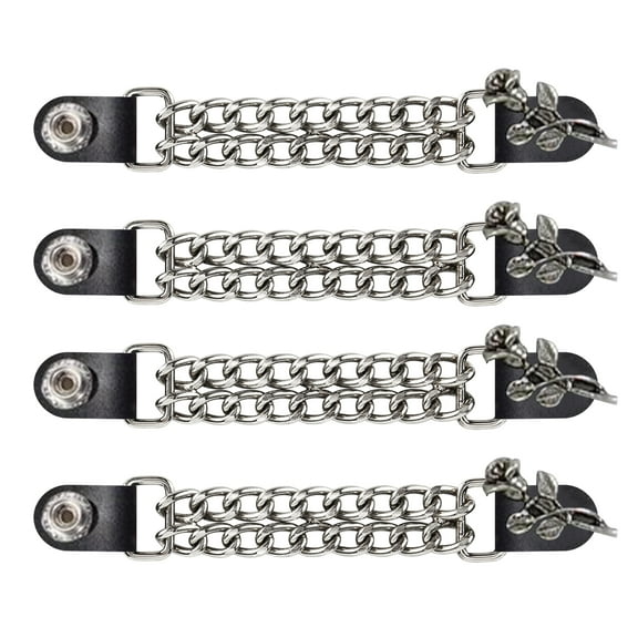 Dream Apparel Motorcycle Vest Extenders for Women Biker Double Diamond Cut Chrome Chain 4PCS