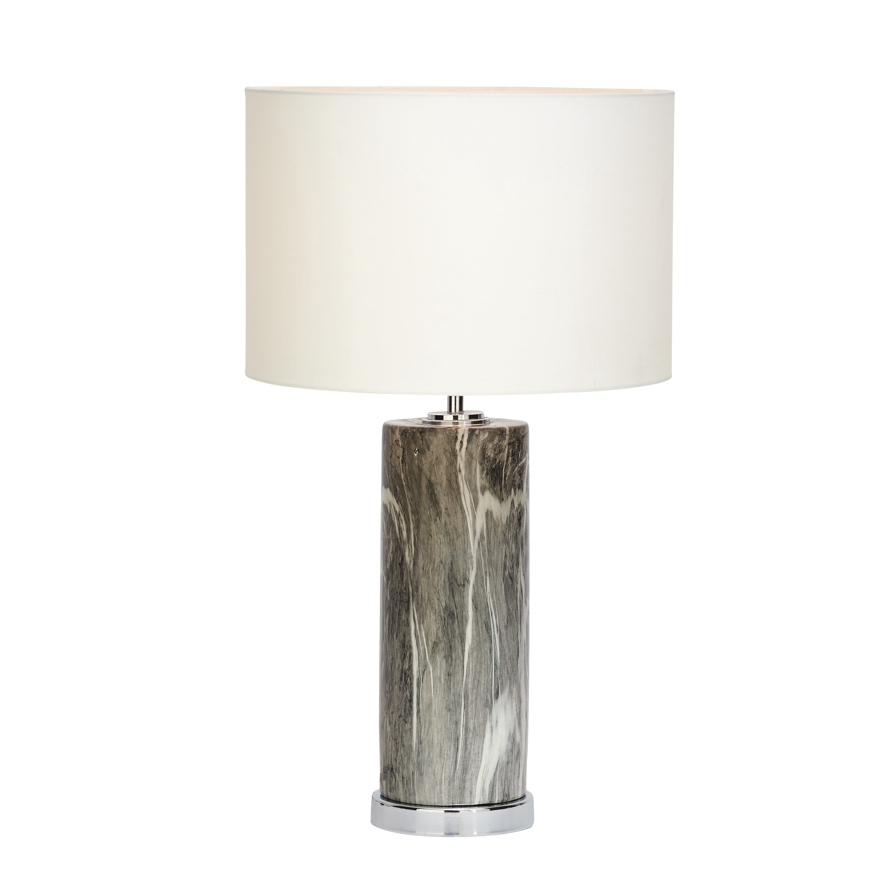 CosmoLiving by Cosmopolitan 26" Faux Marble Gray Table Lamp with White Linen Shade