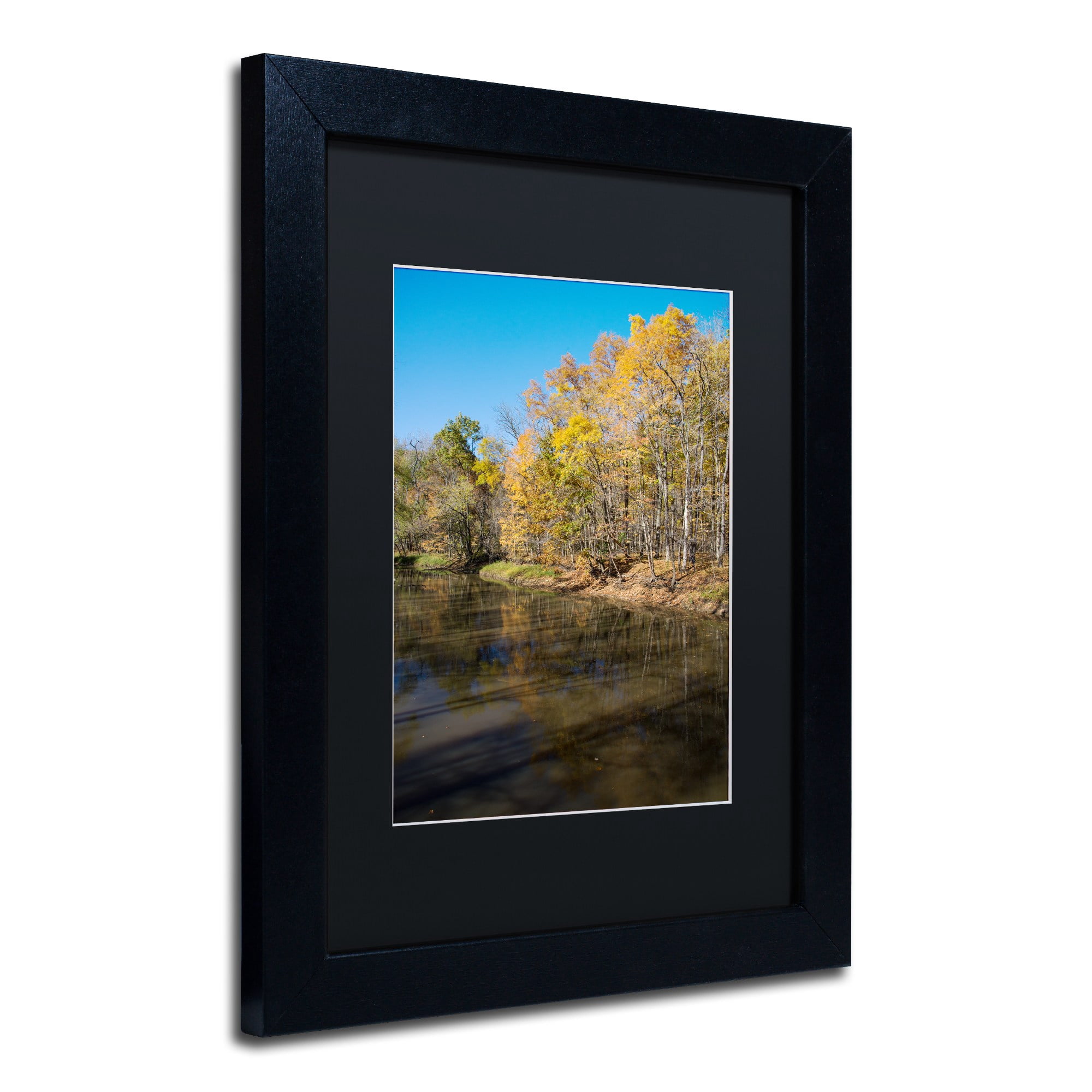 Trademark Fine Art "Vermilion River Autumn" Canvas Art by Kurt Shaffer, Black Matte, Black Frame