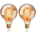 thumbnail image 1 of Bombillas Led Edison Vintage G95 E27, 4w, Blanco Cálido 2200k, Bombilla De Filamento Retro, Equivalente A Una Bombilla Incandescente De 40w, No Regulable, Paquete De 2, 1 of 5