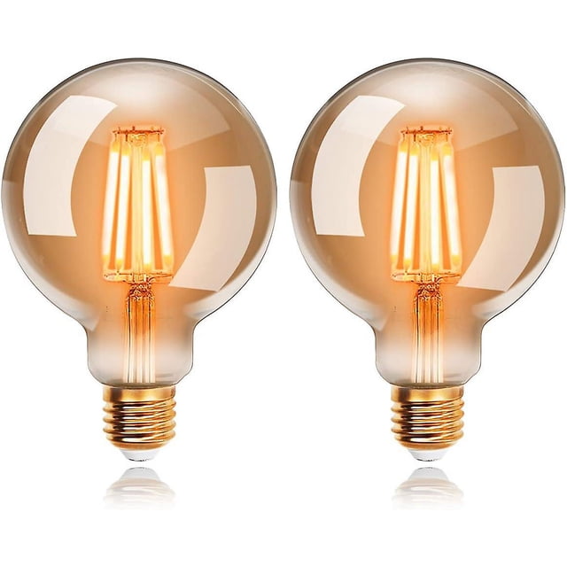 Bombillas Led Edison Vintage G95 E27, 4w, Blanco Cálido 2200k, Bombilla De Filamento Retro, Equivalente A Una Bombilla Incandescente De 40w, No Regulable, Paquete De 2