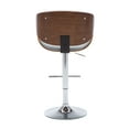 thumbnail image 4 of Modern Contemporary Swivel Walnut Bentwood Lift Adjustable Height Bar Stool with Curved Seat and Back (Gray), 4 of 13
