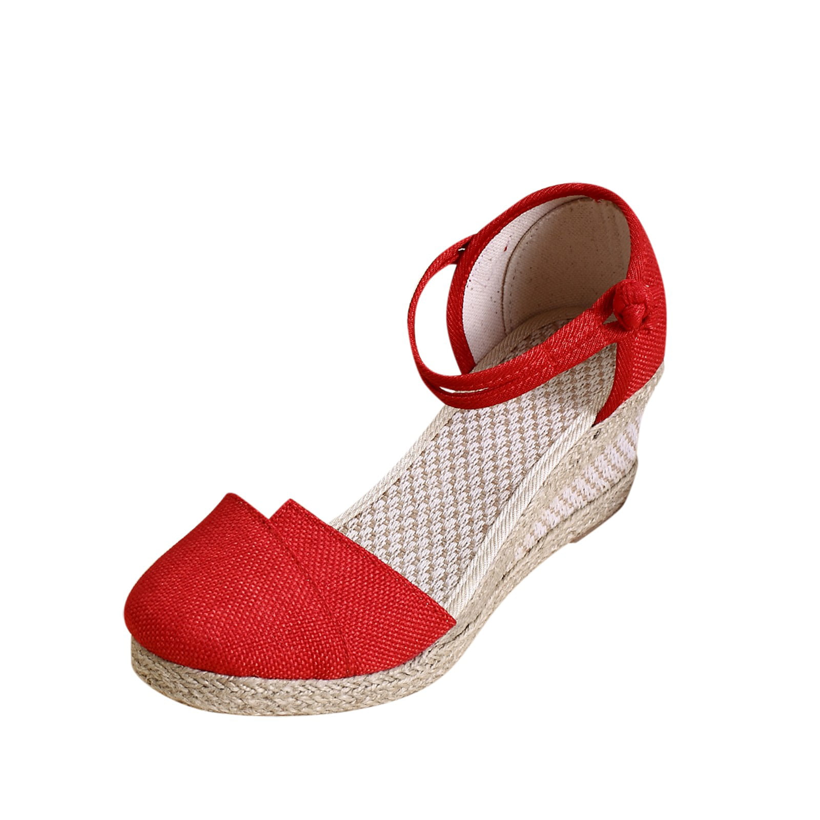 SSYUNO Womens Platform Sandals Espadrille Wedge Ankle Strap Peep Toe Sandals Summer Comfy Sandal High Heel Roman Shoe