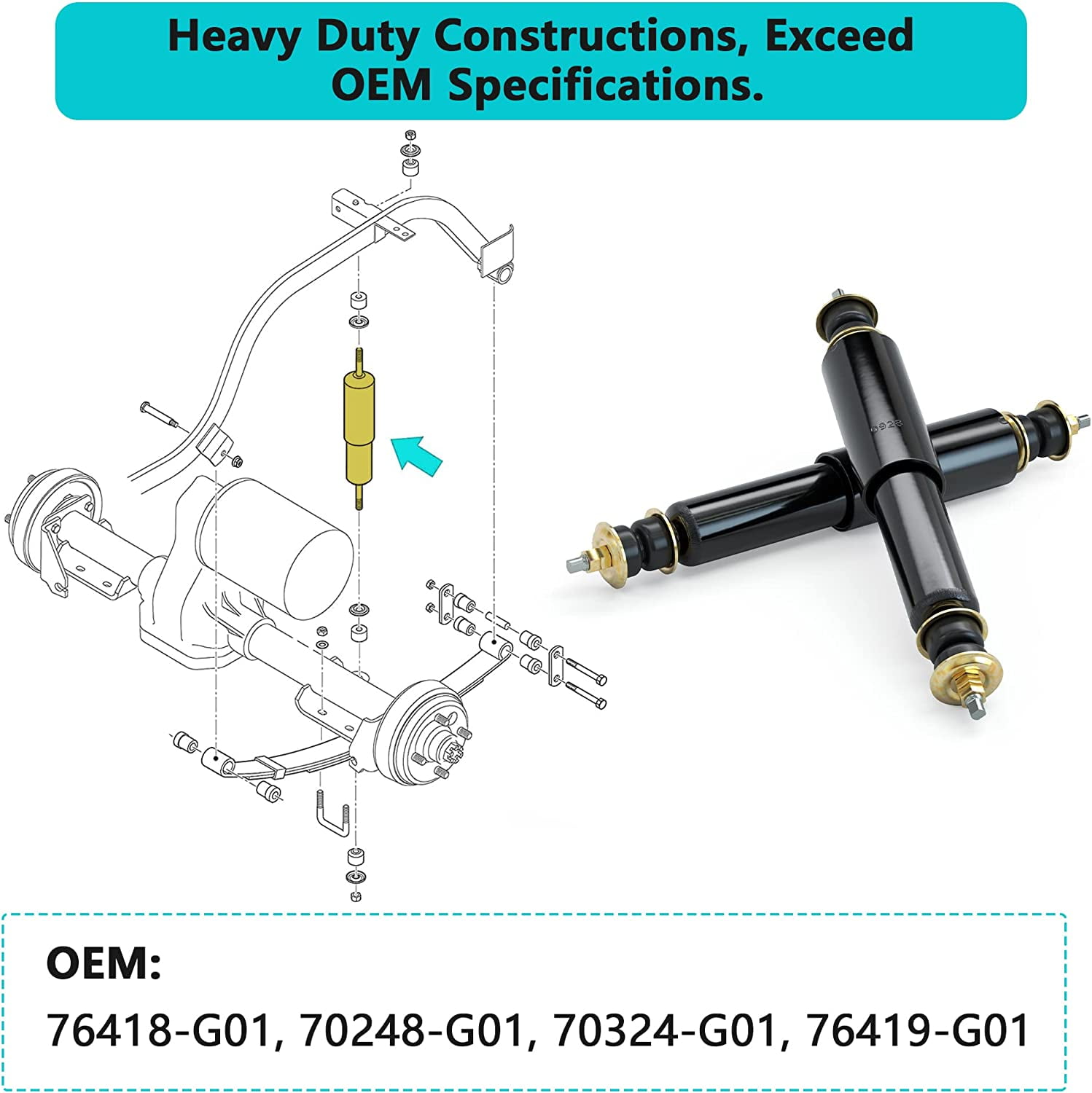 10L0L Golf Cart Shocks Absorber Front Rear for EZGO TXT 1994-up 70928-G01 , 2 PCS
