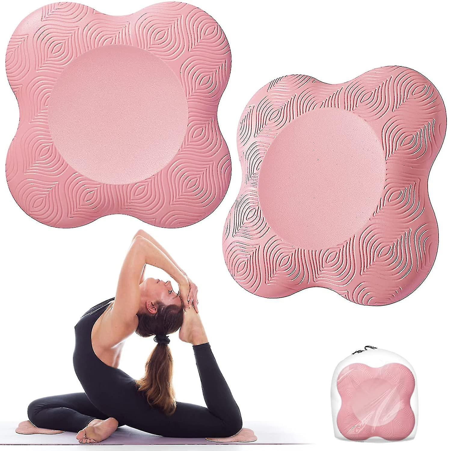 2pcs Yoga Knee Pads, Non-slip Yoga Mats For Women Yoga Kneeling Support Lightweight Yoga Knee Pads For Knees, Hands, Wrists And Elbowspink_Perfect Gift
